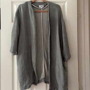 HAMMACHER SCHLEMMER Women's Gray Gauze Cardigan Size L/XL